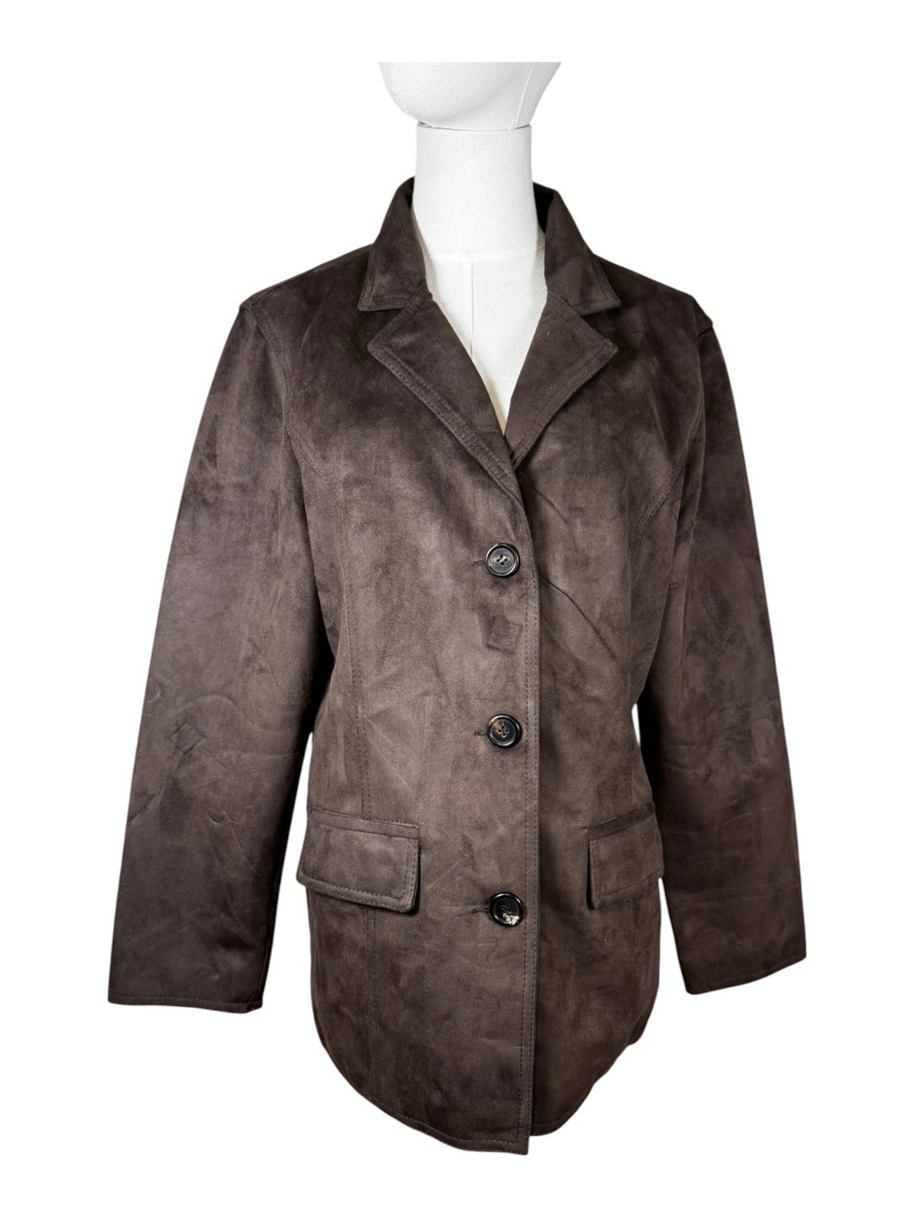 Reportage R.G.A. Italy Dark Brown Suede Leather 3-Button Car Coat Jacket XL
